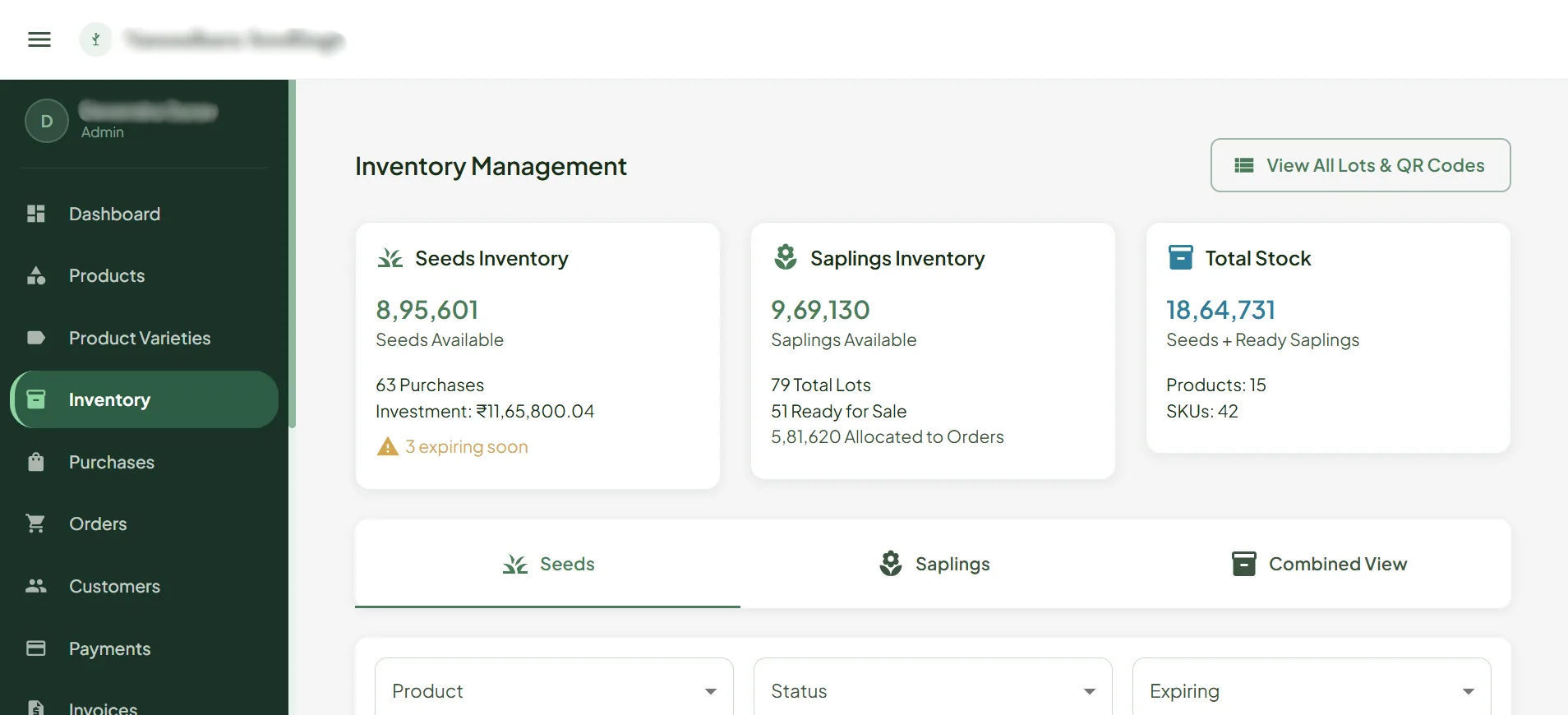 Nursery ERP screenshot 2